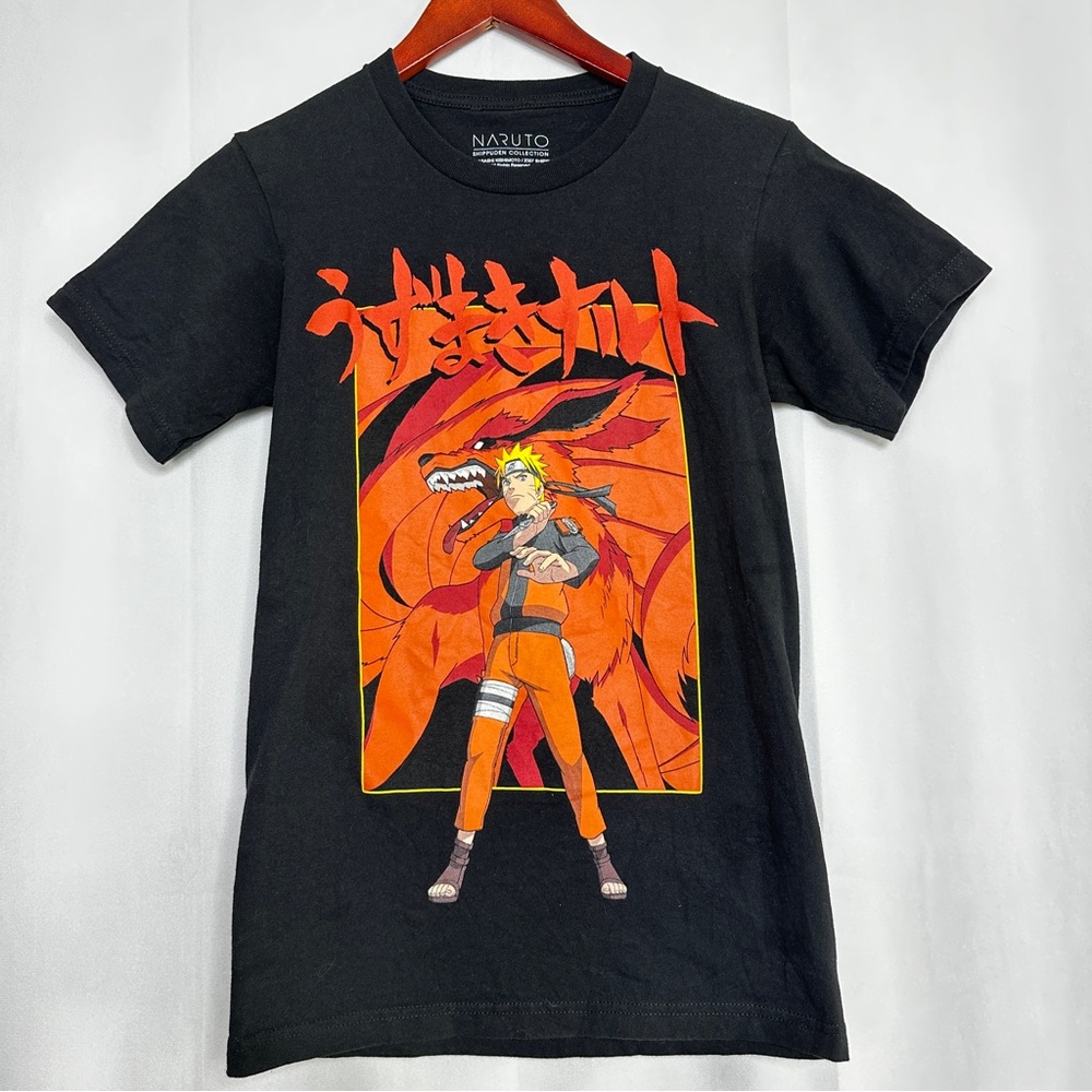 Naruto Uzumaki Sasuke Uchiha Anime Shirt Shippuden XS Mens Graphic Tee Black